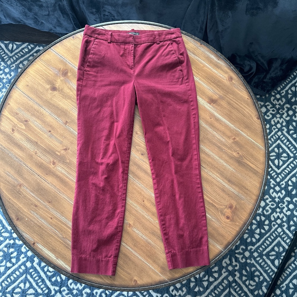J. Crew Straight Leg Pants in Deep Red
